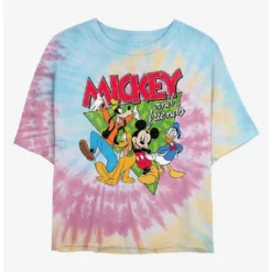 Best Sale 😍 Disney Mickey Mouse Funky Bunch Tie Dye Crop Girls T-Shirt 🧨