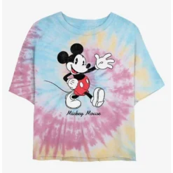 Budget 🤩 Disney Mickey Mouse Mickey Tie Dye Crop Girls T-Shirt 🌟