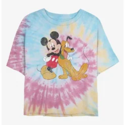 Top 10 ❤️ Disney Mickey Mouse Mickey and Pluto Tie Dye Crop 👏 Girls T-Shirt ❤️