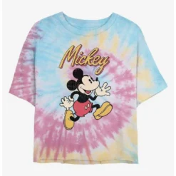 Best Pirce 🥰 Disney Mickey Mouse Vintage Mickey Tie Dye Crop Girls T-Shirt 🌟