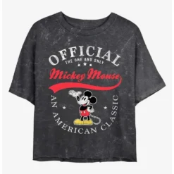 Coupon ❤️ Disney Mickey Mouse An American Classic Mineral Wash Crop 🎉 Girls T-Shirt ⌛