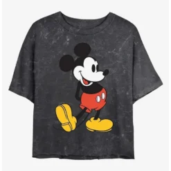 Best Pirce 🔔 Disney Mickey Mouse Classic Mickey Mineral Wash Crop Girls T-Shirt 😉