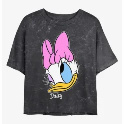 Promo ✔️ Disney Mickey Mouse Daisy Big Face Mineral Wash Crop 🌟 Girls T-Shirt ❤️