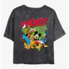 Promo ⭐ Disney Mickey Mouse Funky Bunch Mineral Wash Crop 😀 Girls T-Shirt ❤️