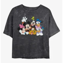 Budget ✨ Disney Mickey Mouse Mickey Group Mineral Wash Crop ⭐ Girls T-Shirt 👍