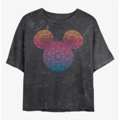 Discount 🔥 Disney Mickey Mouse Mickey Mandala Fill Mineral Wash Crop Girls T-Shirt 😍