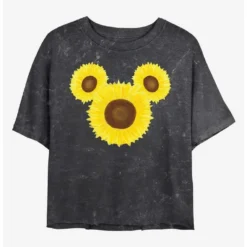 Flash Sale 🎉 Disney Mickey Mouse Mickey Sunflower Mineral Wash Crop Girls T-Shirt 😉