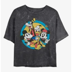 Promo ✨ Disney Mickey Mouse Original Buddies Mineral Wash Crop Girls T-Shirt ❤️