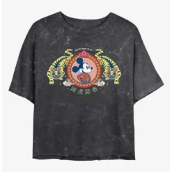 Outlet 😍 Disney Mickey Mouse Tiger King Mineral Wash Crop 🥰 Girls T-Shirt ❤️