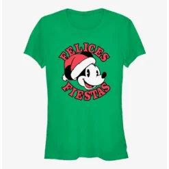 Brand new ⌛ Disney Mickey Mouse Felices Fiestas Happy Holidays in Spanish 😀 Girls T-Shirt 🤩