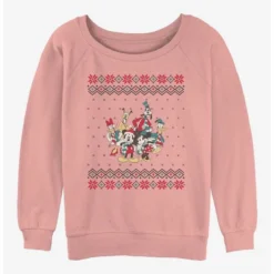 Best Sale 😍 Disney Mickey Mouse Friends Christmas 👍 Girls Slouchy Sweatshirt ❤️