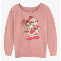 Hot Sale ✔️ Disney Mickey Mouse Santa Mickey 👏 Girls Slouchy Sweatshirt 🎉