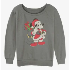 Promo 🔥 Disney Mickey Mouse Santa Mickey Girls Slouchy Sweatshirt ❤️