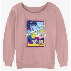 Discount ❤️ Disney Mickey Mouse Donald and Daisy Duck And Run 🤩 Girls Slouchy Sweatshirt ❤️
