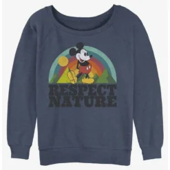 Discount ❤️ Disney Mickey Mouse Respect Nature 😀 Girls Slouchy Sweatshirt 🥰