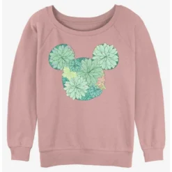 Buy 💯 Disney Mickey Mouse Succulents Girls Slouchy Sweatshirt 😍