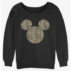 Best Pirce 🔔 Disney Mickey Mouse Animal Print Ears 🔔 Girls Slouchy Sweatshirt ✔️