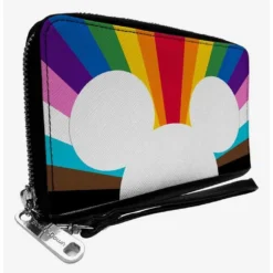 Best Sale ❤️ Disney Mickey Mouse Pride Ears Icon Rays Rainbow Zip Around Wallet 🧨