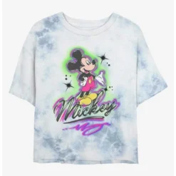 Outlet 🤩 Disney Mickey Mouse Airbrush Mickey Tie-Dye Girls Crop T-Shirt ⌛