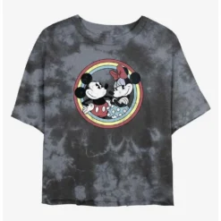 Best Pirce ⭐ Disney Mickey Mouse Best Duo Badge Tie-Dye 🔔 Girls Crop T-Shirt ✔️