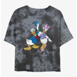 Hot Sale 👍 Disney Mickey Mouse Big Donald & Daisy Tie-Dye Girls Crop T-Shirt 🔥
