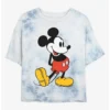 New ✔️ Disney Mickey Mouse Classic Mickey Tie-Dye ✨ Girls Crop T-Shirt 🎁