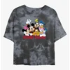 Promo 😍 Disney Mickey Mouse Disney Squad Tie-Dye Girls Crop T-Shirt ⭐