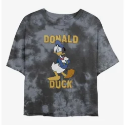 New 🌟 Disney Mickey Mouse Donald Duck Tie-Dye Girls Crop T-Shirt ❤️