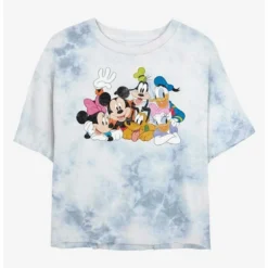 Outlet ❤️ Disney Mickey Mouse All The Friends Tie-Dye 💯 Girls Crop T-Shirt 😀