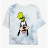 Flash Sale ✔️ Disney Mickey Mouse Goofy Big Face Tie-Dye 🌟 Girls Crop T-Shirt 👍
