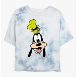 Flash Sale ✔️ Disney Mickey Mouse Goofy Big Face Tie-Dye 🌟 Girls Crop T-Shirt 👍