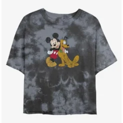 Cheapest ⌛ Disney Mickey Mouse Mickey and Pluto Tie-Dye Girls Crop T-Shirt 👏