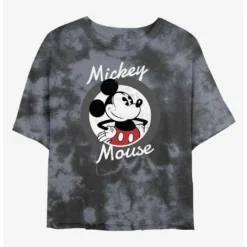 Discount 💯 Disney Mickey Mouse Mickey Badge Tie-Dye ✔️ Girls Crop T-Shirt ✨