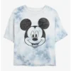 Promo 👏 Disney Mickey Mouse Mickey Face Tie-Dye ✔️ Girls Crop T-Shirt ❤️