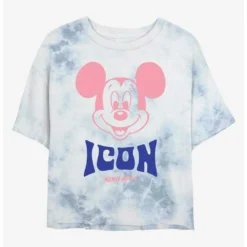 Flash Sale 🤩 Disney Mickey Mouse Mickey Icon Tie-Dye Girls Crop T-Shirt 🛒