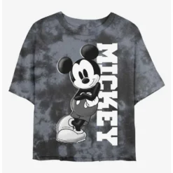 Best Pirce ⭐ Disney Mickey Mouse Mickey Lean Tie-Dye 👍 Girls Crop T-Shirt 🌟