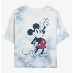 Wholesale ❤️ Disney Mickey Mouse Plaid Mickey Tie-Dye 🧨 Girls Crop T-Shirt ✨