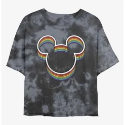 Brand new 😍 Disney Mickey Mouse Rainbow Ears Tie-Dye 🔥 Girls Crop T-Shirt ⭐