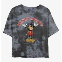 New ⌛ Disney Mickey Mouse Retro Mickey Tie-Dye Girls Crop T-Shirt 😉