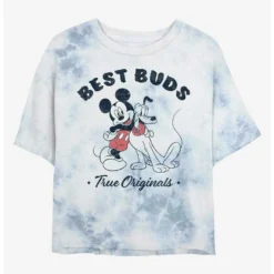 Deals ❤️ Disney Mickey Mouse Vintage Buds Tie-Dye Girls Crop T-Shirt 😀
