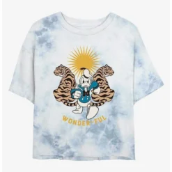 Outlet 😉 Disney Mickey Mouse Wonderful Duck Tie-Dye Girls Crop T-Shirt 👏