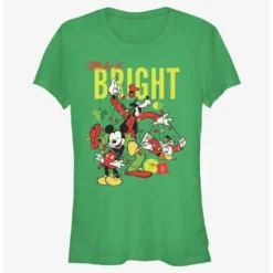 New ❤️ Disney Mickey Mouse Bright 🌟 Christmas Mickey, Goofy, and Donald Girls T-Shirt 🎉
