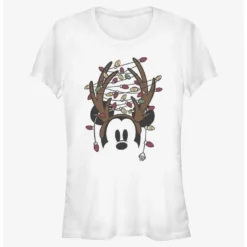 Coupon 🎉 Disney Mickey Mouse ❄ Christmas Light Antlers Girls T-Shirt 🎉