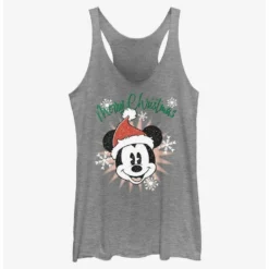 Best Pirce 🌟 Disney Mickey Mouse Snowflakes Santa Mickey Girls Tank 🌟