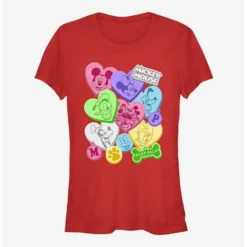 Brand new 👍 Disney Mickey Mouse Candy Hearts Girls T-Shirt ✔️